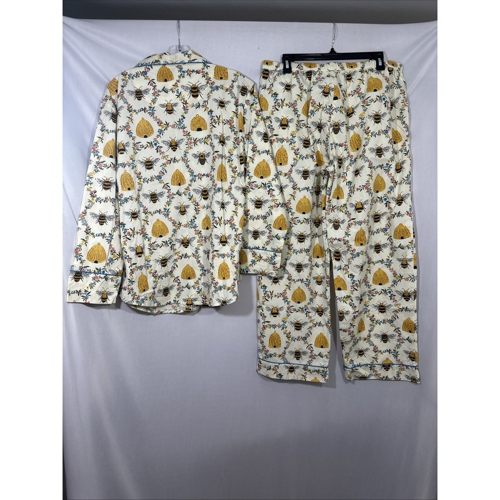 NWT $168 PRINTFRESH [ 4X ] 100% Organic Cotton Long PJ Set in Sweet Bee U1877 - Picture 5 of 11